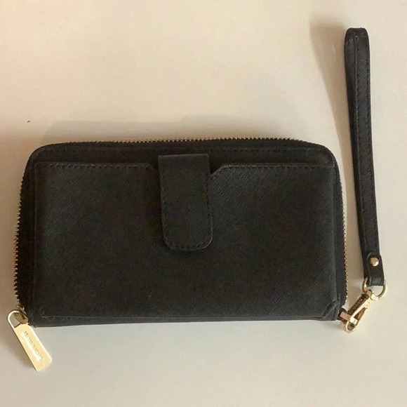 Michael Kors Jet Set Zip Around Phone Holder Wallet Wristlet Black Preloved - Picture 4 of 5